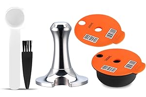 RECAFIMIL Capsule de café réutilisable de 180 ml avec couvercle de rechange de 60 ml et tamper - Compatible avec la machine à café Tassimo