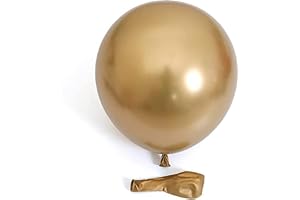 50 Pcs 12 Inches Metallic Gold Latex Balloons Ultra Shiny Chrome Golden Color Large Thick Big Round Biodegradable Bulk Helium Gas Or Air Inflated For Kids Birthday Wedding Party Decorations Supplies
