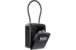 Ankilo Caja Fuerte para Llaves actualizada, Caja de Almacenamiento de Llaves con 4 números, Caja Fuerte para Llaves, Colgante y Montaje en Pared, Caja de Llaves para Oficina, hogar, Color Negro