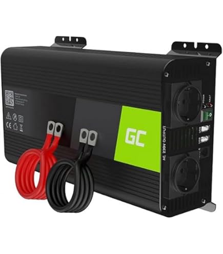goobay 52767 Wechselrichter 12v DC auf 230v AC 300w / KFZ Spannungswandler mit 1x AC Steckdose und 1x 5V USB Ausgang / Power Inverter Batterieclips und Zigarettenanzünder-Adapter, Schwarz