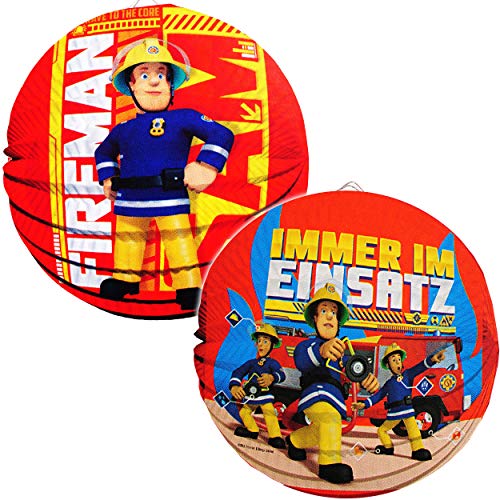 Preisvergleich Produktbild Unbekannt 2 Stück _ Laternen / Lampions - Feuerwehrmann Sam - aus Papier - RUND - für Kinder Papierlaterne - Lampe - Laternen Lampions - Figuren - für Laternenumzug..