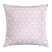 Produktbild Ballerina Throw Pillow Cushion Cover, Continuous Cute Little Girls with Short Hair and Crown, Decorative Square Accent Pillow Case, Baby Pink Grey White,22 X 22 Inches