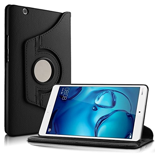 Huawei MediaPad M3 8.4 Hülle Case, Infiland PU Ledertasche lederhülle 360° Drehbarer Stand Smart Cover Case Schutzhülle Tasche Etui für Huawei MediaPad M3 8.4 Tablet-PC(mit Auto Schlaf / Wach Funktion)(Schwarz)