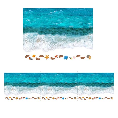 Kingko® 90 * 58 cm 3D Wellen des Meer-Strand-Ausgangs-Fußboden-Dekoration-neue Art- und Weiseseekunst-Wand-Aufkleber (F) - 5