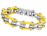 AMDXD Schmuck Edelstahl Herren Armband Gelb Chunky Biker Ketten Armband Zirkonia Bead 1 * 18CM