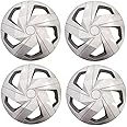 Panewaj Car Wheel Cover Wheel Cap with Rings Magnite Design Sporty Looks Silver Color Universal Model Car Wheel Size 14 Inch Press Fitting Rims Set of 4 Pieces