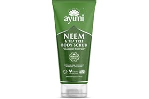 Ayumi Exfoliating Body Scrub with Neem | Tea Tree Oil Scrub for Oily Skin | Back Acne Treatment with Neem Scrub | Nettle Leaf to Soothe Itching | Body Scrub for Women & Mens Skincare Rituals |200 ml