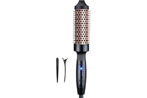 ADFUAER 38mm Thermal Brush, Heated Hot Brush, Thermal Round Iron Smooth Shine Volumize Comb, Heated Curling Iron Create Natural Curls, UK Plug Dual Voltage, Rose Black