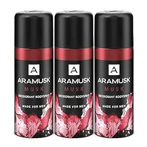 Aramusk Musk Deodorant Body Spray for Men, 150 ml, Pack of 3