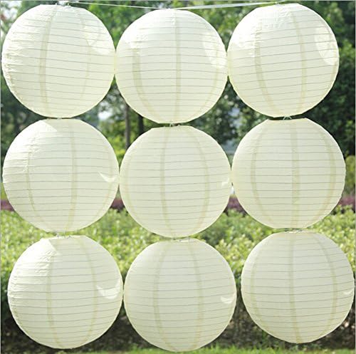 Set of 12 Cream Ivory Paper Lantern 12" Lampshade for Wedding Birthday Party Garden Home Decoration