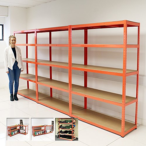 SET 3 HEAVY DUTY 5 TIER SHELF SHELVING UNITS. GARAGE STORAGE RACKING SHED OFFICE