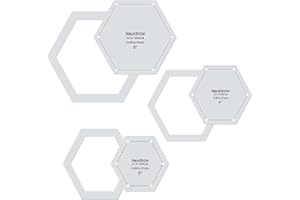 Liquidraw Juego de 3 plantillas y reglas de acolchado para patchwork, acrílicas, hexagonales, corazones, cuadrados y estrellas (3 unidades)
