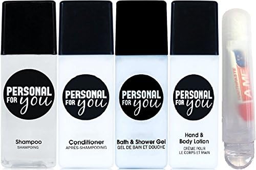 All in One Toiletries Travel Size Bag - Shampoo, Conditioner, Bath &amp; Shower Gel, Hand &amp; Body Lotion &amp; Dental Kit
