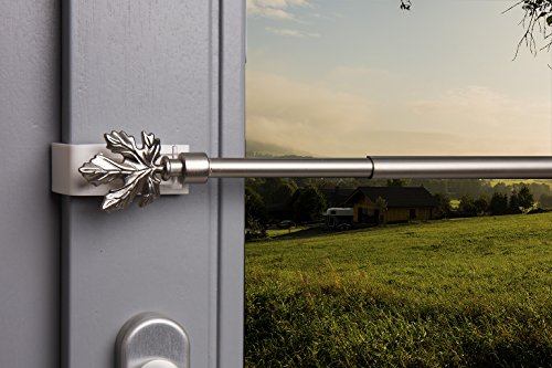 Gardinenstange Vitragenstange „Blatt“ Chrom matt ausziehbar 80-100cm + Klemmträger zur Aufhängung von Scheibengardinen ohne Bohren - 2