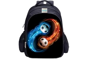 MATMO Mochila de fútbol para niños con estampado de fútbol, mochila escolar