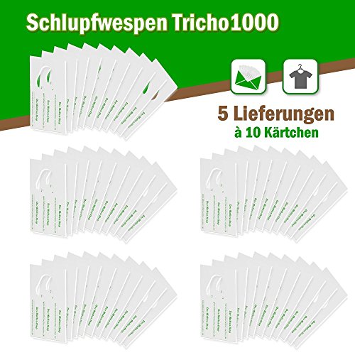 Schlupfwespen gegen Kleidermotten 10 Stück 1000-er Kärtchen x 5 Lieferungen (AKTIONSPACK)