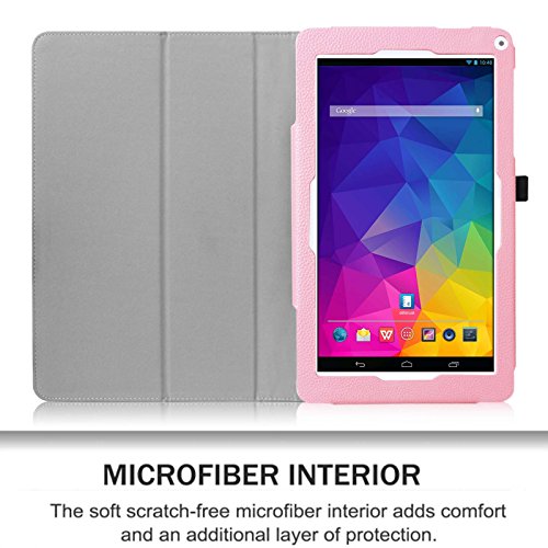 Fintie Odys Ieos Quad white Edition X610092 / Ieos Quad Pro Office Edition (10,1 Zoll) Tablet-PC Hülle – Slim Fit Folio Kunstleder Schutzhülle Cover Tasche mit Ständerfunktion und Stylus-Halterung, Rosa - 6