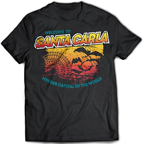 9229 SANTA CARLA T-SHiRT The Lost Boys zombie vampire amusement park horror (X-Large, Black)
