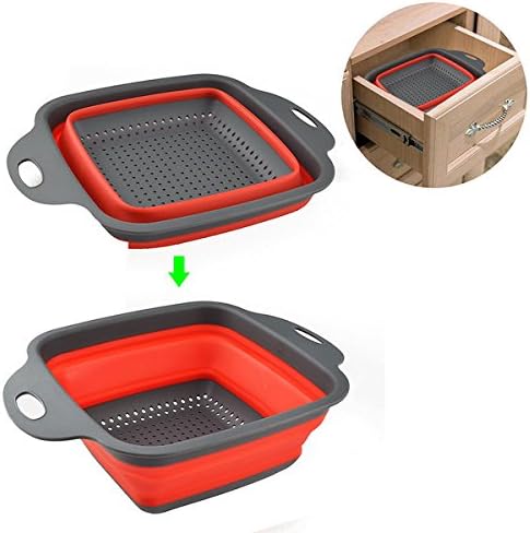 OUMOSI 2 PCS/Set Square Folding Colander Eco-friendly Collapsible Drainer Food Strainer Filter for Food Fruits Vegetable