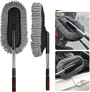 KitchenFest 1 Pcs Car Cleaning Microfiber Mop Duster with Grip Extendable Handle (Random Color)