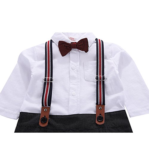 G-Kids Baby Jungen Strampler Smoking Gentleman Anzug Kleinkinder Sommer Kleidung Outfit Fliege Taufkleidung (Schwarz, 70/3-6 Monate) - 2