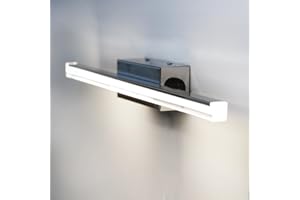 DILUMEN Aplique Espejo de Baño con Interruptor 40cm,Acero Inoxidable, Cristal Acrilico,Lámpara de Espejo Baño 9W 1100 lm, Blanco Neutro 4000K,Luz de Espejo de Baño IP44 Impermeable