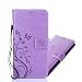 Produktbild Samsung Galaxy S8 Plus Hülle, Samsung Galaxy S8 Plus Schutzhülle, Alfort Carving Lederhülle Fashion Design Premium PU Leder Hohe Qualität Tasche Case Cover Kasten Abdeckung Wallet für Samsung Galaxy S8 Plus 6.2" Smartphone Funktion Standfunktion Unterstützte Telefone und Magnetverschluss mit Schmetterling ( Helles Lila )