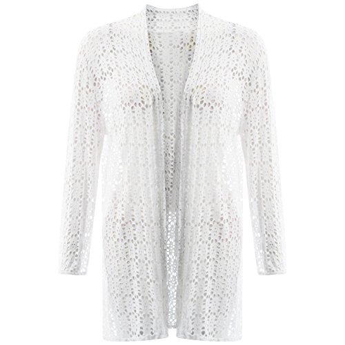 CROCHET MESH LACE CARDIGAN, White, UK 8-14