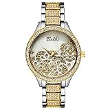 SW Watches Montres Femme, Rose Cadran Strass Bracelet Design, Mode Dames Bracelet De Quartz Montre Avec Bande D'acier (or, Argent),A