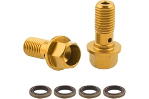 ‎ASUDARO Motorrad Bremsschraube,Asudaro 2 Stück Motorrad Hohlschrauben M10x1.25mm Bremsscheiben Schrauben Motorrad-Aluminiumschraube mit Gewinderohrschraube,Gold