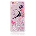 Produktbild KSHOP Handytasche Hülle für iPhone SE / iphone 5 / iphone 5S mit Flüssigkeit - Hartschale Backcover Case Schutzhülle Cover Wasser mit Schneekugel Sterne glitzernd Bling Bling Transparent mit Muster Animation - Schmetterlings-Elf