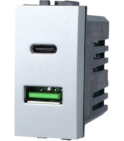 Presa USB Doppia Elektronova 5V 2.1A Per Vimar Plana – Caricatore Muro 2 Porte Type-A Bianco – Sostituisce 2402