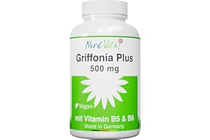‎NORD VITAL Nord Vital Griffonia Plus - 500 mg Griffoniasamen mit natürlichem 5-HTP - Vitamine B5 und B6 - deutsche Produktion - Vegan