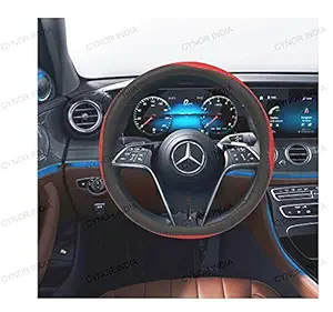 CARIZO Car Steering Wheel Cover | Microfiber Leather | Breathable, Anti Slip | Odourless | APEX Series | Black & Red for Maruti Suzuki Swift Dzire (Type-III) 2017-2021