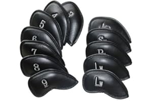 Beehive Filter Cubiertas para la cabeza de hierro de piel sintética gruesa para palo de golf 3-LW de Taylormade Titleist Callaway Ping Cobra Nike y otras marcas, negro 1