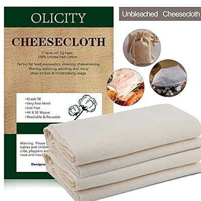 Olicity Étamine, grade 90, 4,2 m², 100% coton Écru Tissu Ultra Fine Étamine pour la cuisine, Tamis, cuisson, Hallowmas Décorations (4,6 m)