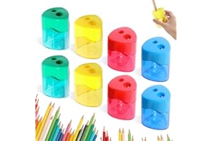 AUAURAINTT Anspitzer mit Behälter Klein, 8 Stück Doppellöchern Bleistiftspitzer Dicke und Dünne Stifte für Schule Büro, Anspitzer Kinder, Dosenspitzer für Schule Büro