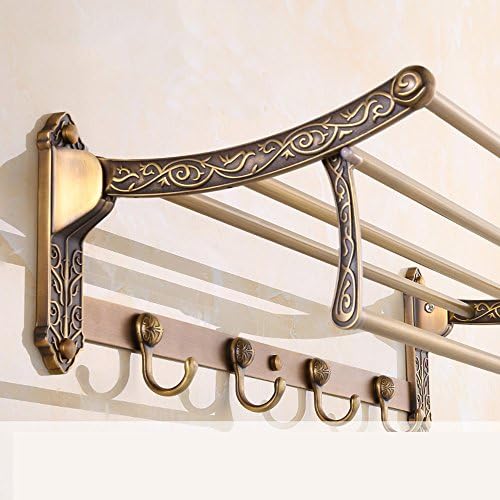 Smooth towel bar European Carved Amber Gold - Plated Towel Racks Towel Rack Towel Bar Double Rod Bathroom Rack Towel Rack (many Colors Available) （does not rust） ( Color : F )