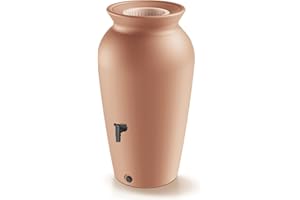 YourCasa DropCatcher Récupérateur d'eau de pluie, 120 à 230 l, avec panier filtrant et robinet, en plastique, résistant au gel, pour le jardin (terre cuite, 120 l)