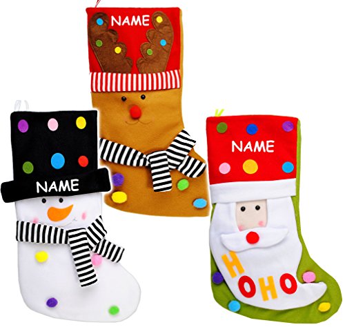 alles-meine.de GmbH 3 Stück _ XL - Weihnachtssocken & Filzstrümpfe - 3-D Effekt - Weihnachten ..