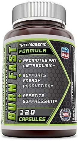 Amazing Muscle Burn Fast 120 Capsules Thermogenic Formula -*Promotes Fat Metabolism -*Supports Energy Production -*Appetite Suppressant
