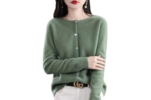 TeysHa Cardigan en Cachemire pour Femmes, Pull en Laine à col Rond boutonné à Manches Longues, Pull élastique en Tricot Doux et Chaud