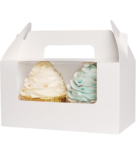 La Llareta 15 Pièces Boîtes à Gâteau Carton Avec Fenêtre - Boîtes Cupcakes Portables Pour Anniversaire Et Pâtisserie 4 Pouces
