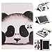 Produktbild Schutzhülle Etui für iPad Mini 1 / iPad Mini 2 / iPad Mini 3 [mit Kopfhörer],Billionn Bookstyle Farbmalerei Serie Niedlich Muster PU Leder Case Flip Cover Hülle Tasche Schutzhülle mit Standfunktion für Apple iPad Mini 1 / iPad Mini 2 / iPad Mini 3 (Panda)