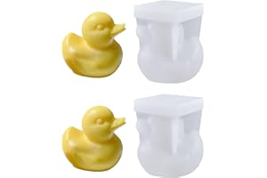Xidmold 2pcs 3D Duck Candle Mould Duck Silicone Mold for Fondant, Chocolate, Dessert, Cake Decor, Soap, Bath Bomb, Polymer Clay, Plaster Ornament, Resin Art