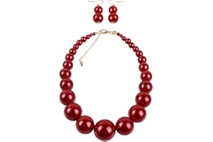 NIDHFG 1 Beaded Necklace And 1 Pair Of Earrings, Simple Retro Jewelry, Imitation Pearl Jewelry, Clothing Accessories.