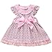 Pandaren® infant baby girl summer red spotted roses short sleeve dress skirt (Bow Pink) (12-18 Months)