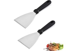 WNXBFO 2 Pieces Griddle Scraper, Food Scraper, Burger Spatula, Chopper for Food Service & Cleaning Supplies, Perfect for Teppanyaki Flat Top BBQ Indoor & Outdoor