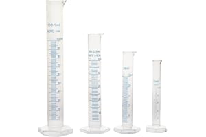 JIHUOO 4 Stück 10ml 25ml 50ml 100ml Messzylinder Messbecher aus Kunststoff Messwerkzeuge Laborzylinder Standzylinder Liquid Messung Werkzeuge