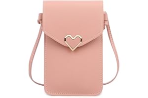Narunii Sac à bandoulière Femme,Mini Pochette pour téléphone Portable avec en Cuir PU Transparent pour écran Tactile Verrouillage D'amour
